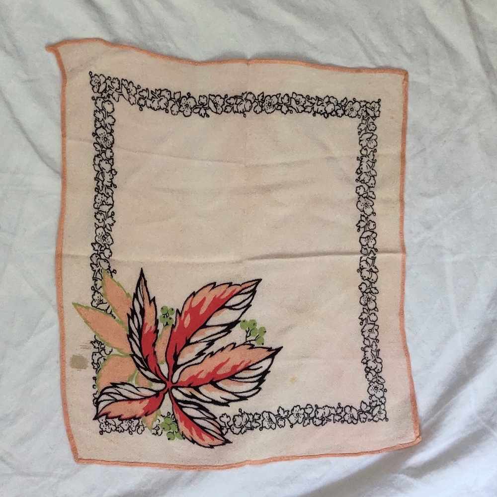 Vintage Peach Colored Handkerchief Leaf Design